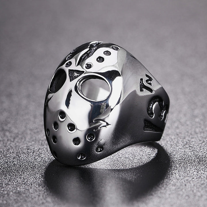 Europe and America Style Punk Gothic Rock Mask Skull Men Titanium Steel Ring, US Size: 9, Diameter: 19mm, Perimeter: 59.8mm, Diameter: 19mm