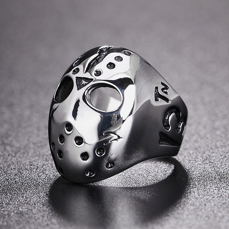 Europe and America Style Punk Gothic Rock Mask Skull Men Titanium Steel Ring, US Size: 10, Diameter: 19.9mm, Perimeter: 62.4mm, Diameter: 19.9mm