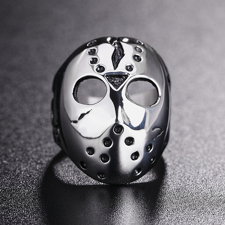 Europe and America Style Punk Gothic Rock Mask Skull Men Titanium Steel Ring, US Size: 10, Diameter: 19.9mm, Perimeter: 62.4mm, Diameter: 19.9mm