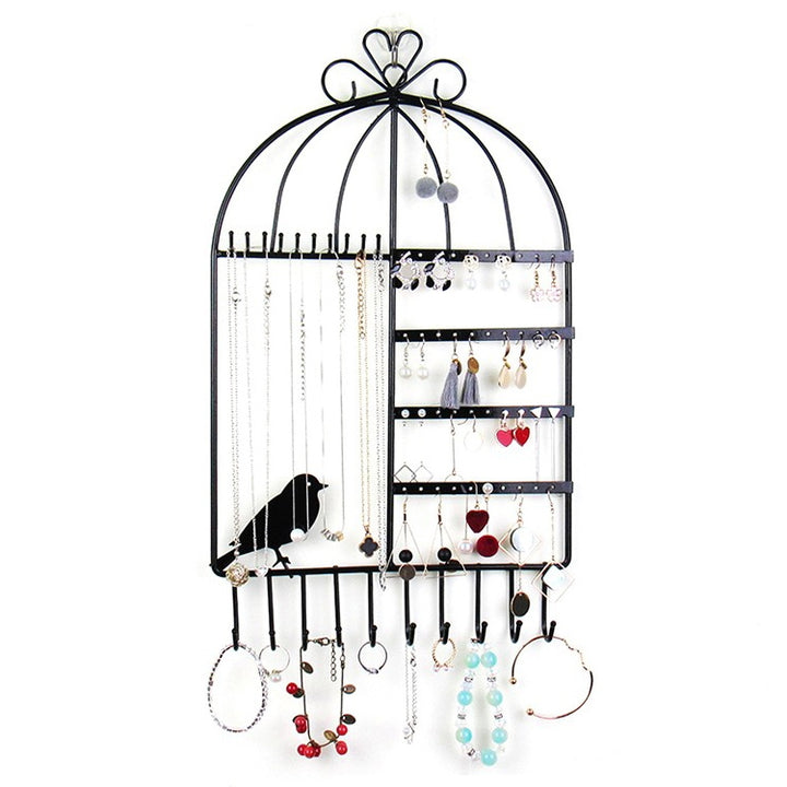 Birdcage Shape Ear Stud Earrings Bracelet Pendant Necklace Jewelry Display Storage Rack