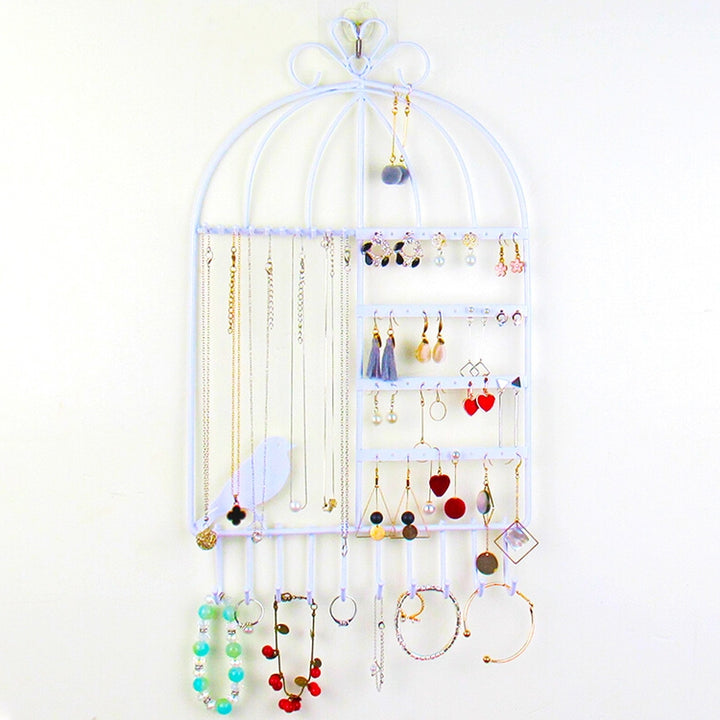 Birdcage Shape Ear Stud Earrings Bracelet Pendant Necklace Jewelry Display Storage Rack