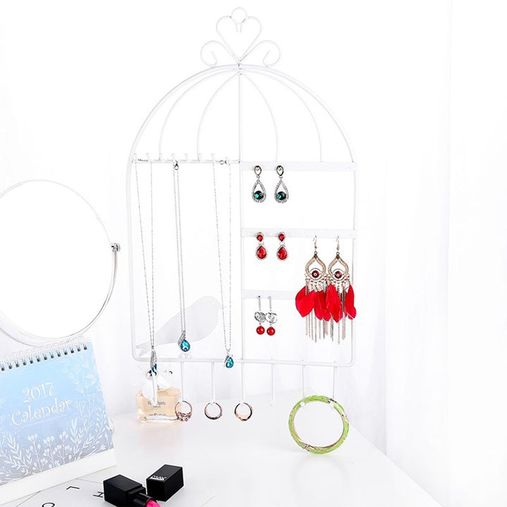 Birdcage Shape Ear Stud Earrings Bracelet Pendant Necklace Jewelry Display Storage Rack