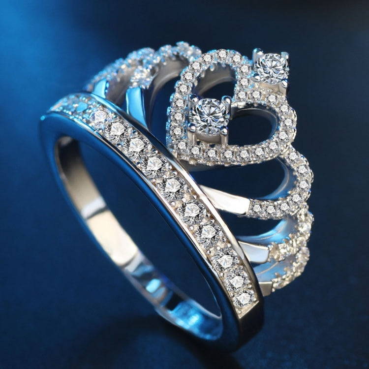 Princess Queen Crown-shaped Platinum Plated Zircon Ring, US Size: 5, Diameter: 15.7mm, Perimeter: 49.3mm, 5