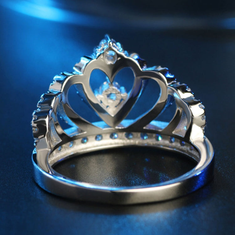 Princess Queen Crown-shaped Platinum Plated Zircon Ring, US Size: 5, Diameter: 15.7mm, Perimeter: 49.3mm, 5