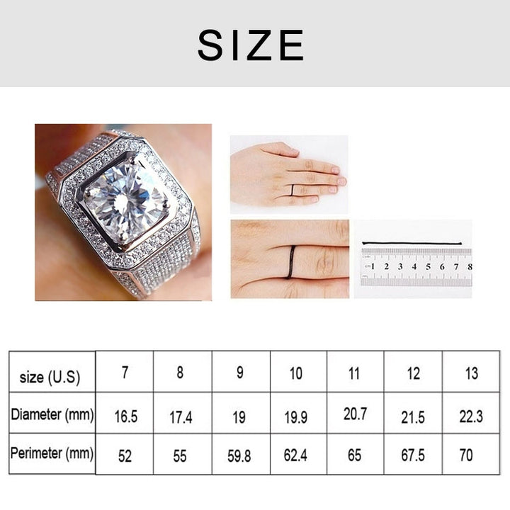 Fashion Full Rhinestone Micro-insert Silver Ring, US Size: 8, Diameter: 17.4mm, Perimeter: 55mm, 8