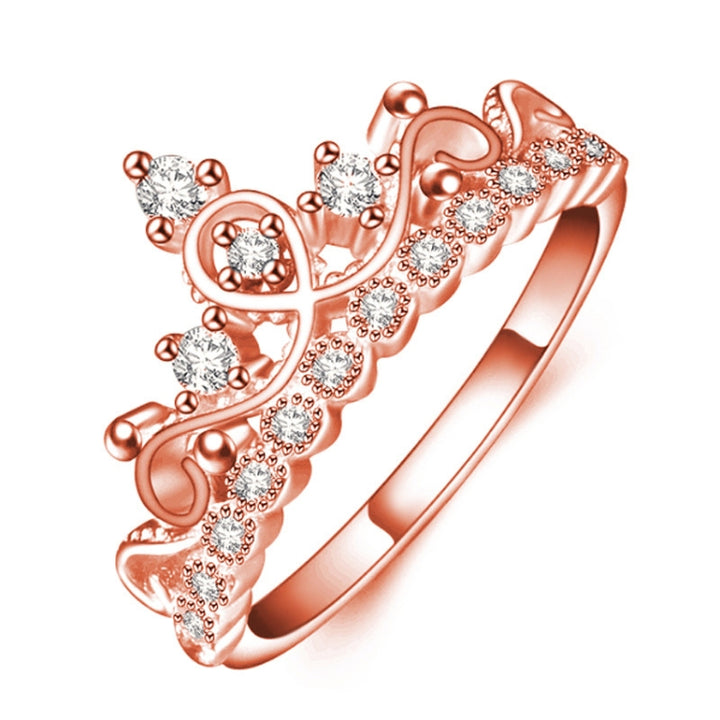 Princess Queen Crown-shaped Rose Gold Plated Zircon Ring, US Size: 5, Diameter: 15.7mm, Perimeter: 49.3mm, 5