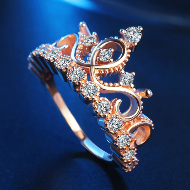 Princess Queen Crown-shaped Rose Gold Plated Zircon Ring, US Size: 5, Diameter: 15.7mm, Perimeter: 49.3mm, 5