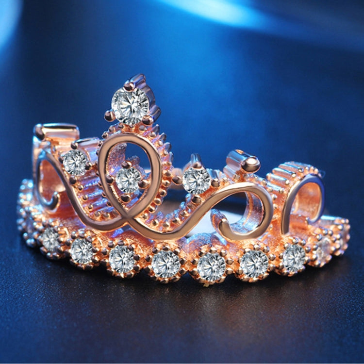 Princess Queen Crown-shaped Rose Gold Plated Zircon Ring, US Size: 5, Diameter: 15.7mm, Perimeter: 49.3mm, 5