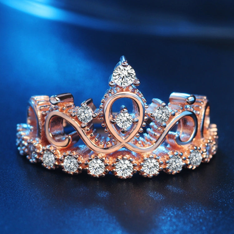 Princess Queen Crown-shaped Rose Gold Plated Zircon Ring, US Size: 5, Diameter: 15.7mm, Perimeter: 49.3mm, 5