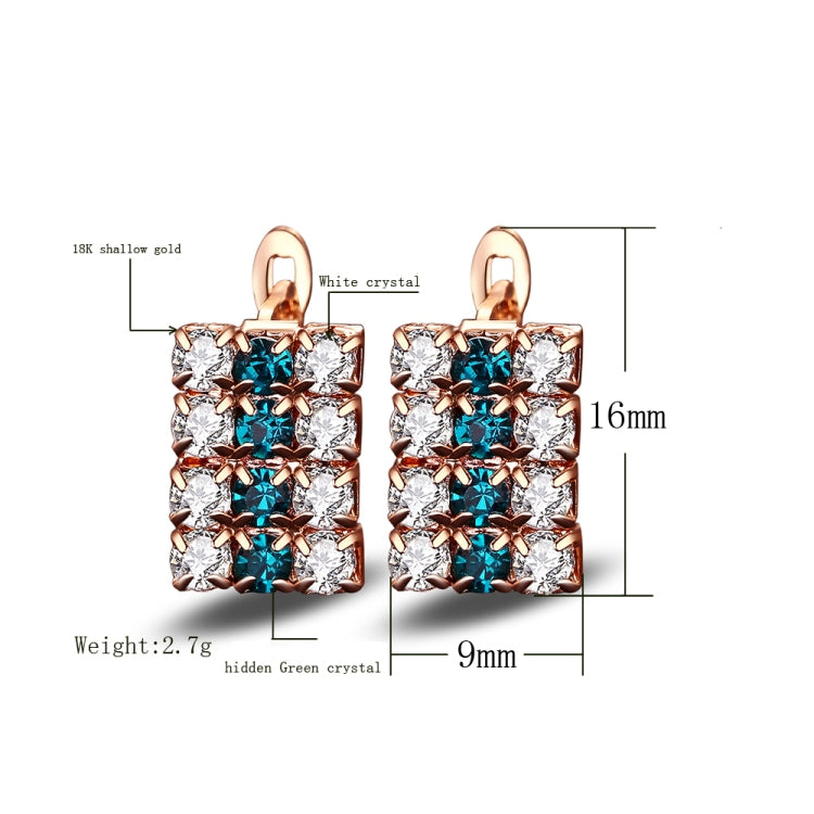 1 Pair Of 18 k Gold Rectangle Shape Sterling Silver Crystal Stud Earring For Women, 16*9 mm(Gold)