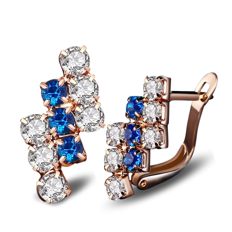 1 Pair Of 18 k Gold Irregular Geometrical Sterling Silver Crystal Stud Earring For Women, 21*9 mm, Blue, Red