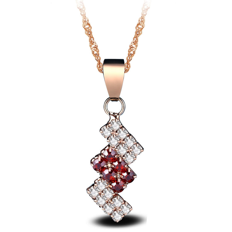 18k Gold Plated Irregular Geometry Crystal Pendant Necklace For Female, 43*13 mm, Red, Blue