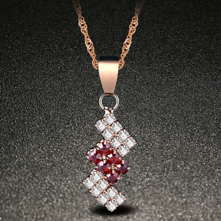 18k Gold Plated Irregular Geometry Crystal Pendant Necklace For Female, 43*13 mm, Red, Blue