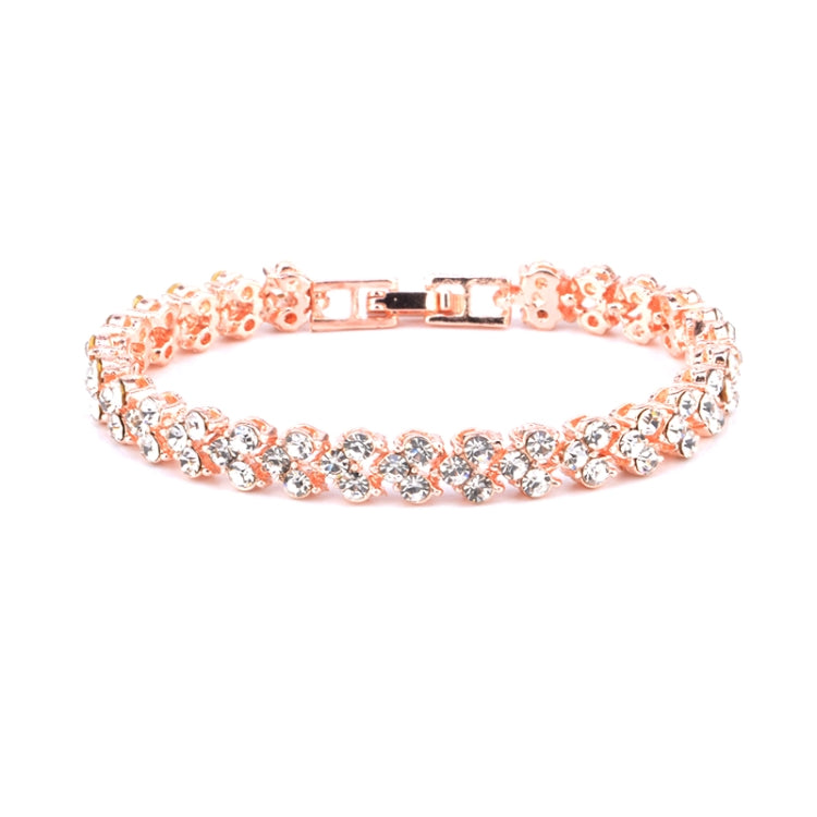 Glamorous Female Crystal Bracelet with Artificial Diamond Inlaid for Wedding, Engagement, Mother`s Day And Birthday Gift, Diameter: 5.25 cm, Perimeter:16.5 cm, Gold, Rose Gold, Silver