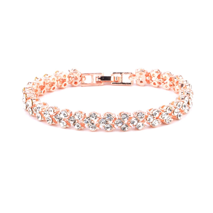 Glamorous Female Crystal Bracelet with Artificial Diamond Inlaid for Wedding, Engagement, Mother`s Day And Birthday Gift, Diameter: 5.25 cm, Perimeter:16.5 cm, Gold, Rose Gold, Silver