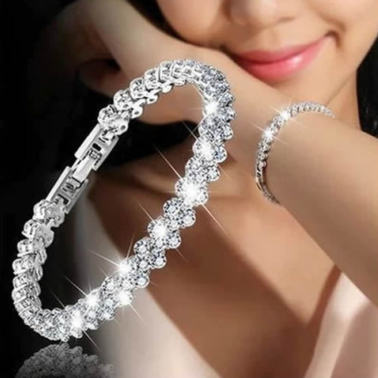 Glamorous Female Crystal Bracelet with Artificial Diamond Inlaid for Wedding, Engagement, Mother`s Day And Birthday Gift, Diameter: 5.25 cm, Perimeter:16.5 cm, Gold, Rose Gold, Silver