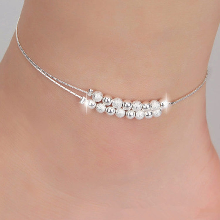 Simple Fashion Frosted Bead Personality Silver Plated Anklet(Silver)