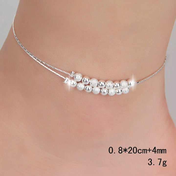 Simple Fashion Frosted Bead Personality Silver Plated Anklet(Silver)