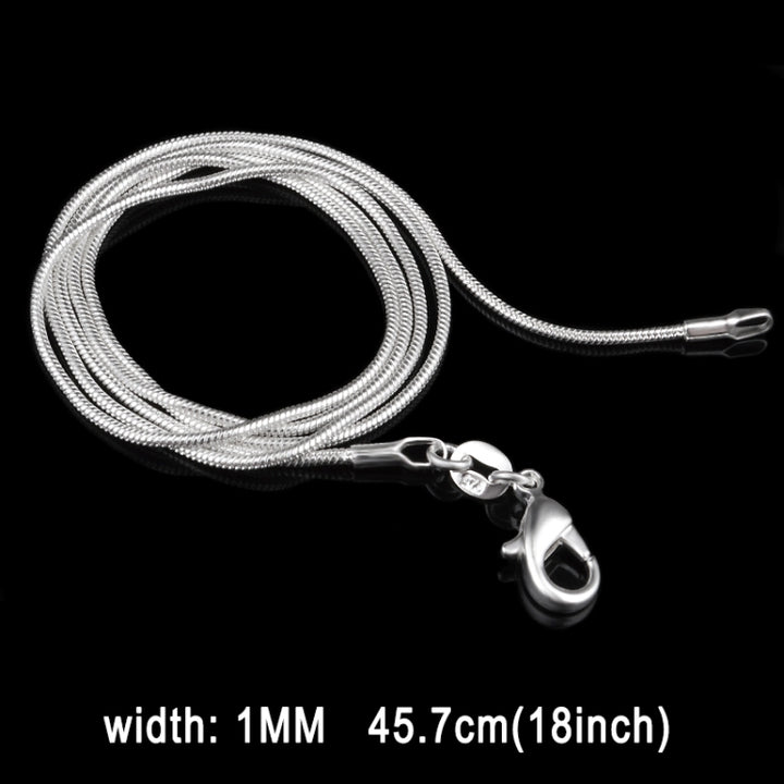 1MM Personality Fashion Silver Plated Snake Bone Chain(Silver length:18 inch), length:18 inch