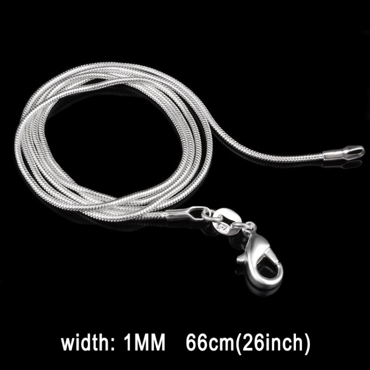 1MM Personality Fashion Silver Plated Snake Bone Chain(Silver length:26 inch), length:26 inch