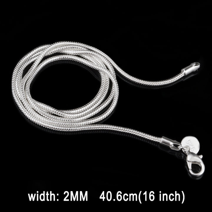 2MM Personality Fashion Silver Plated Snake Bone Chain(Silver length:16 inch), length:16 inch