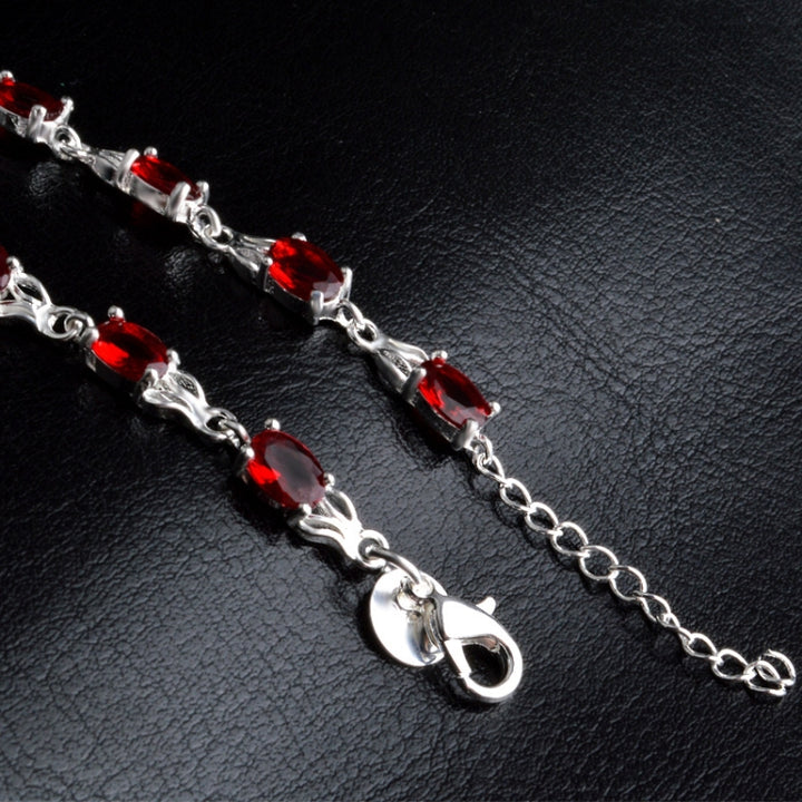 Womens Fashionable Temperamental Ruby Bracelet(Red+silver)