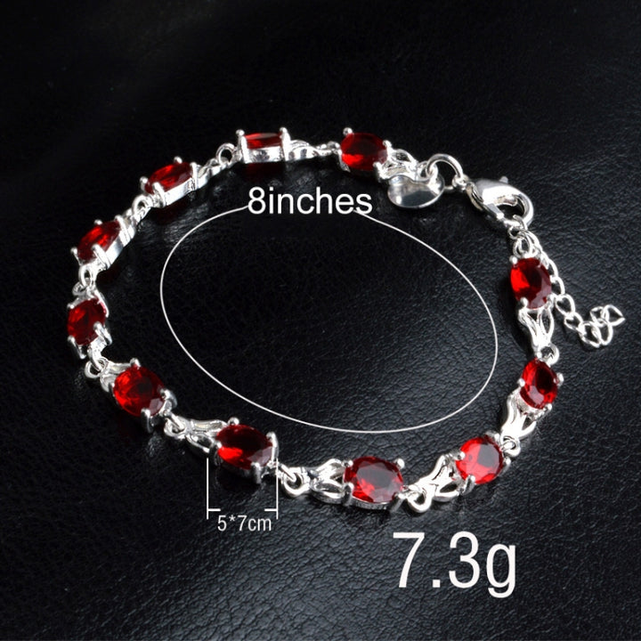 Womens Fashionable Temperamental Ruby Bracelet(Red+silver)