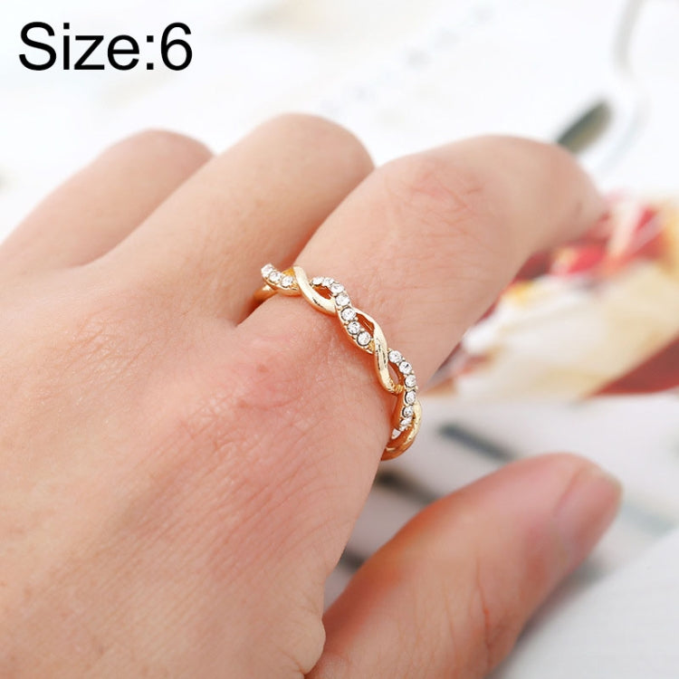 Simple Stylish Ladies Full Rhinestone Twist Modelling Ring(US Size:6), US Size:6