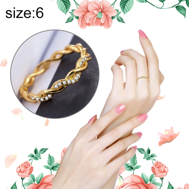 Simple Stylish Ladies Full Rhinestone Twist Modelling Ring(US Size:6), US Size:6