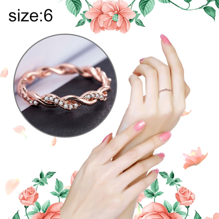 Simple Stylish Ladies Full Rhinestone Twist Modelling Ring(US Size:6), US Size:6