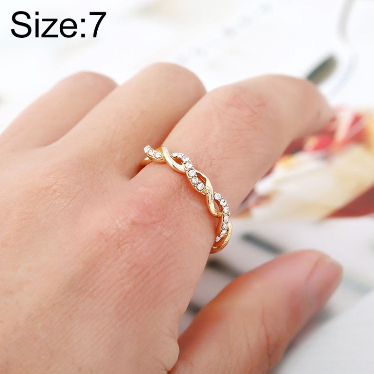 Simple Stylish Ladies Full Rhinestone Twist Modelling Ring(US Size:7), US Size:7