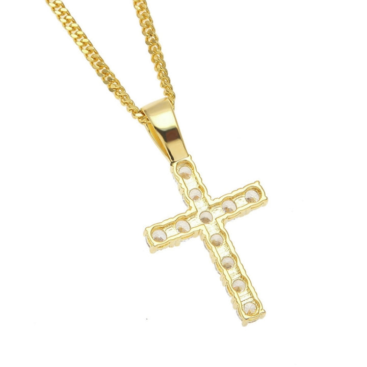 Hip Hop Claw Set Premium Zircon Cross Pendant Necklace(Gold)