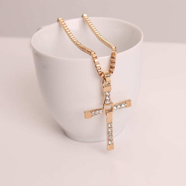 Fashion Rhinestone Cross Pendant Encrypted Box Necklace