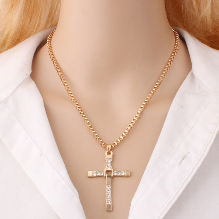 Fashion Rhinestone Cross Pendant Encrypted Box Necklace