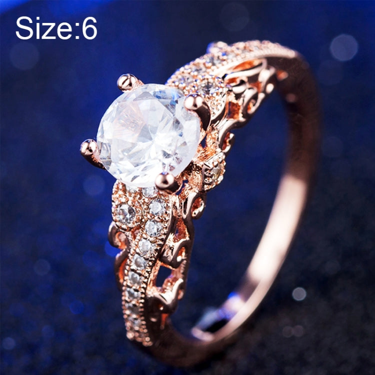 1 Pair Women Fashion Micro-inlaid Zircon Engagement Ring Princess Queen Aristocratic Temperament Couple Ring(Rose Gold US size: 6), US size: 6