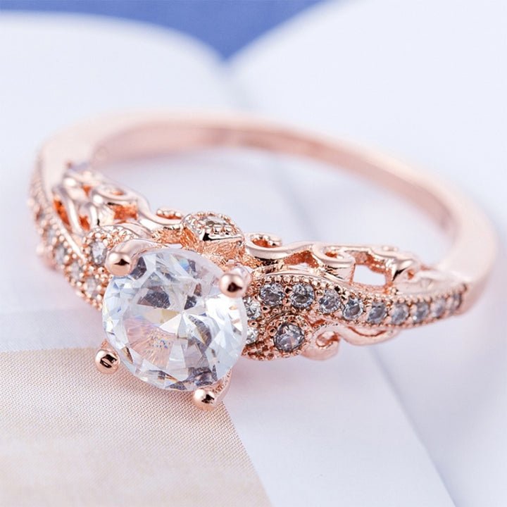 1 Pair Women Fashion Micro-inlaid Zircon Engagement Ring Princess Queen Aristocratic Temperament Couple Ring(Rose Gold US size: 6), US size: 6