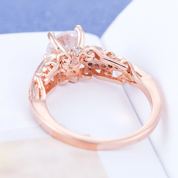 1 Pair Women Fashion Micro-inlaid Zircon Engagement Ring Princess Queen Aristocratic Temperament Couple Ring(Rose Gold US size: 6), US size: 6