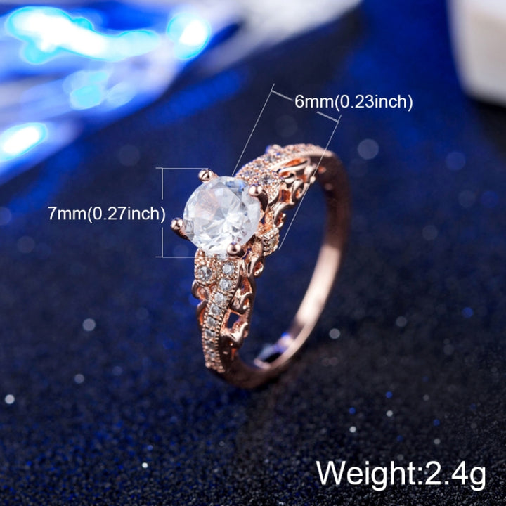 1 Pair Women Fashion Micro-inlaid Zircon Engagement Ring Princess Queen Aristocratic Temperament Couple Ring(Rose Gold US size: 6), US size: 6