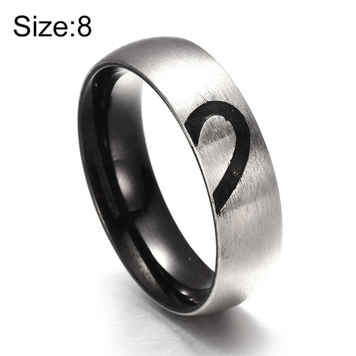 Fashion Rhinestone Love Heart Splice Couples Ring Fine Titanium Steel Ring for Men and Women(Silver without Diamond, US Size: 8), Silver without Diamond, US Size: 8