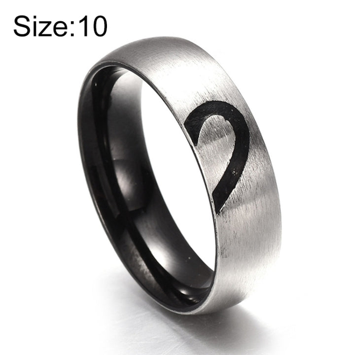 Fashion Rhinestone Love Heart Splice Couples Ring Fine Titanium Steel Ring for Men and Women(Silver without Diamond, US Size: 10), Silver without Diamond, US Size: 10