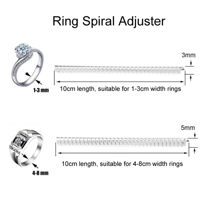 5mm 10cm Ring Size Tightener Reducer Resizing Tools Ring Spiral Adjuster for Male, 5mm