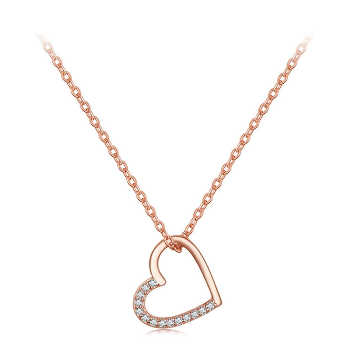 SCN347-B Sterling Silver S925 Zircon Simple Fashion Hollow Heart Shape Necklace, SCN347-B, SCN347-C