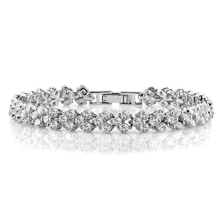 16cm Fashion Zircon Encrusted Roman Bracelets Platinum-plated Bracelet Jewelry, 16cm