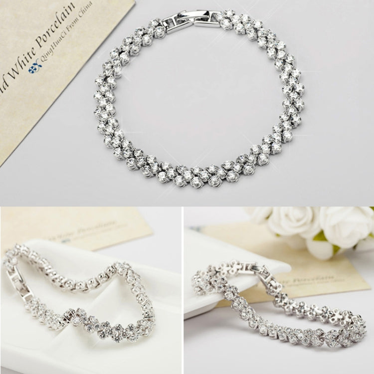 16cm Fashion Zircon Encrusted Roman Bracelets Platinum-plated Bracelet Jewelry, 16cm