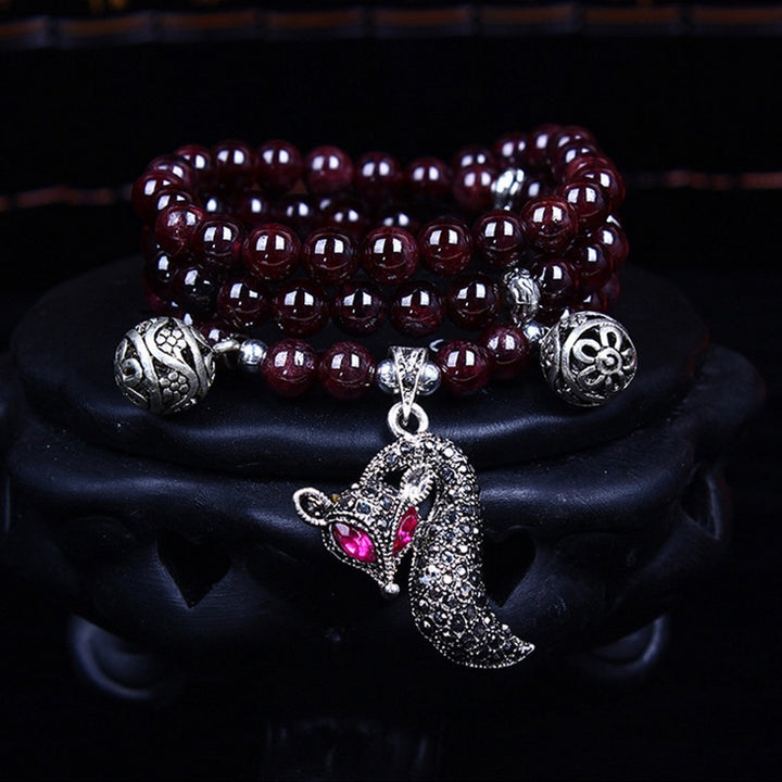 Fashion Jewelry Accessory Garnet Beads Bracelet, Red Agate & Buddha Head, Aquamarine & Longevity Lock, White Jade, Pink Crystal & Cat, Pink Crystal & Elephant & Fish, Red Agate & Elephant, Red Agate & Pi Xiu, Violitde, Garnet, Blue Sandstone & Calabash