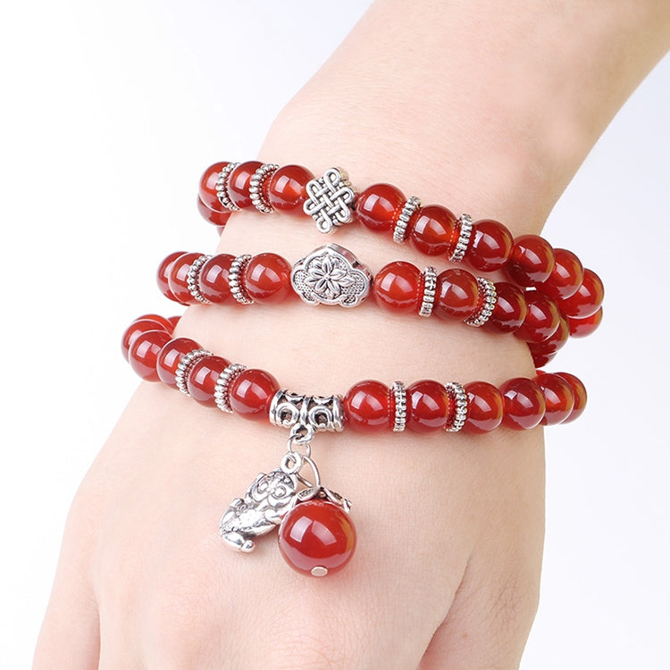 Fashion Jewelry Accessory Garnet Beads Bracelet, Red Agate & Buddha Head, Aquamarine & Longevity Lock, White Jade, Pink Crystal & Cat, Pink Crystal & Elephant & Fish, Red Agate & Elephant, Red Agate & Pi Xiu, Violitde, Garnet, Blue Sandstone & Calabash