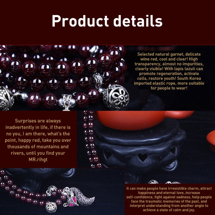 Fashion Jewelry Accessory Garnet Beads Bracelet, Red Agate & Buddha Head, Aquamarine & Longevity Lock, White Jade, Pink Crystal & Cat, Pink Crystal & Elephant & Fish, Red Agate & Elephant, Red Agate & Pi Xiu, Violitde, Garnet, Blue Sandstone & Calabash