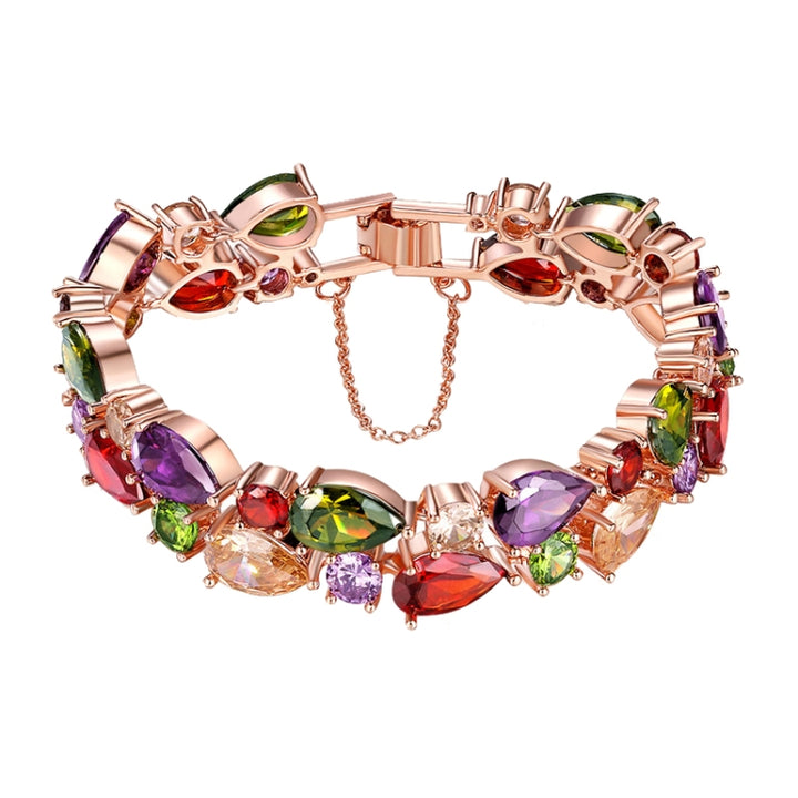 16cm Fashion Mona Lisa Rose Gold Colorful Zircon Bead Bracelets, 16cm