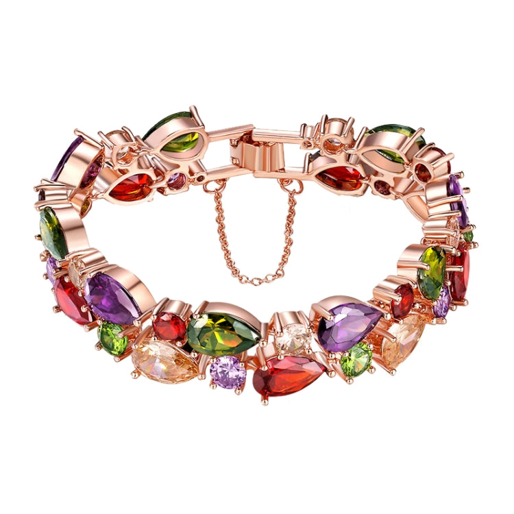 17cm Fashion Mona Lisa Rose Gold Colorful Zircon Bead Bracelets, 17cm