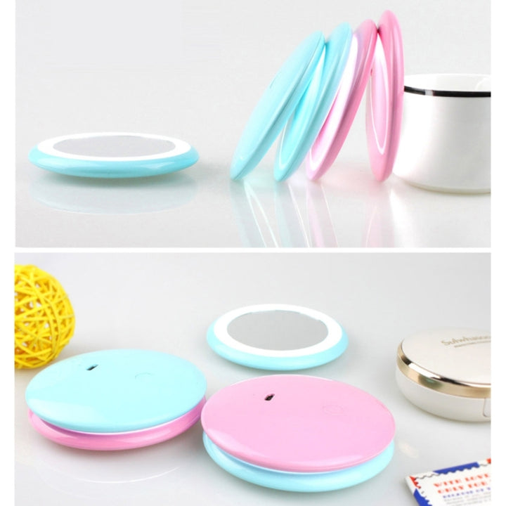 OneFire 1W 10 LEDs Multi-function Rechargeable Donut Shaped Makeup Mirror LED Desk Lamp Night Light, DC 5V, 1W Pink, 1W Blue